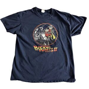 Rick And Morty‎ Back To The Future II Graphic Blue T Shirt Size L 100% Cotton